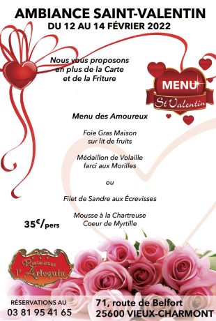 menu saint-valentin 2022
