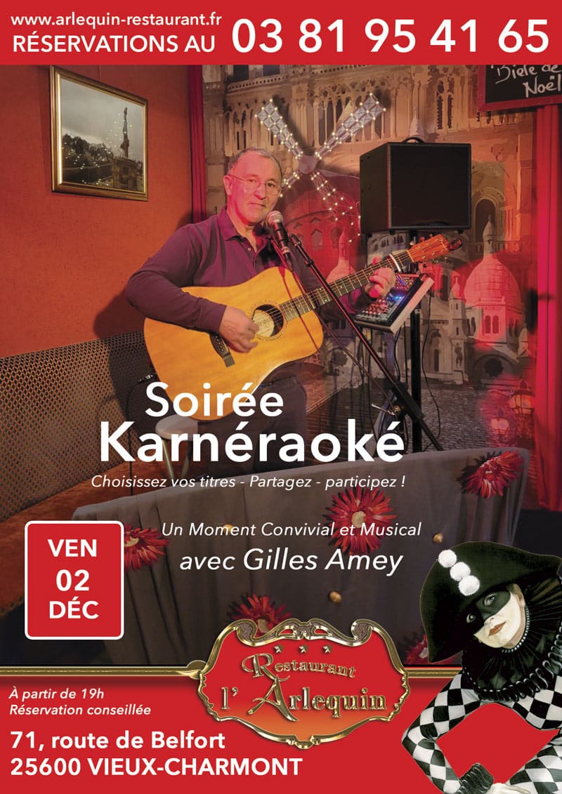 Soirée musicale Karaoké du 2 décembre avec Gilles Amey