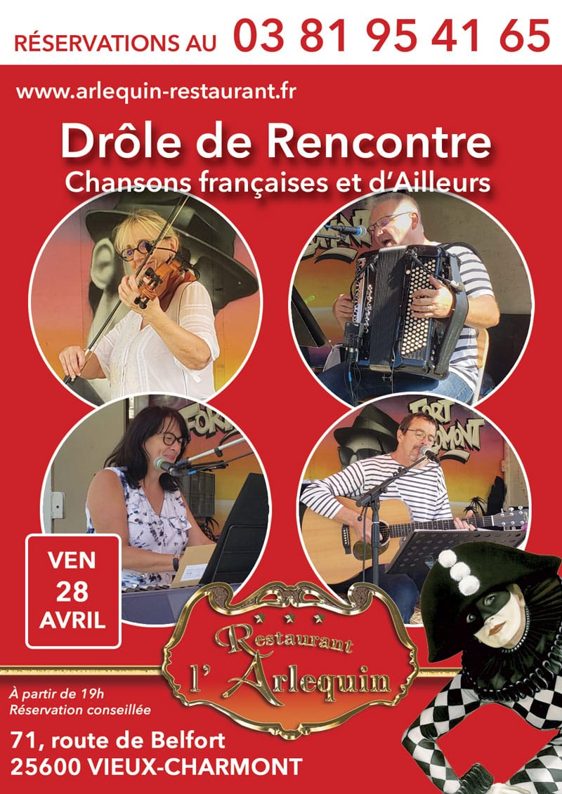 Drôle de Rencontre soirée Chansons françaises du 28 avril 2023