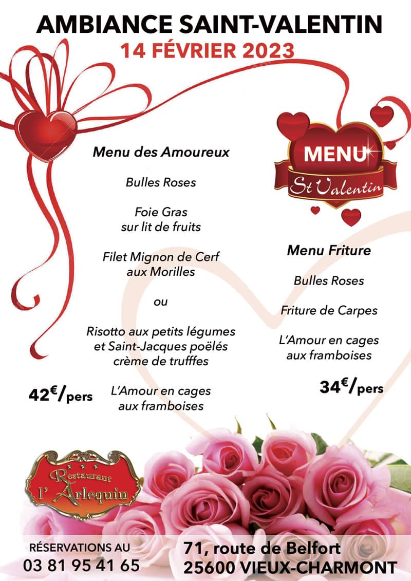 menu Saint Valentin 2023