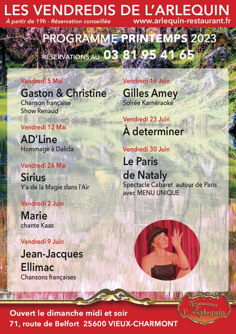 programme printemps vendredis arlequin 2023