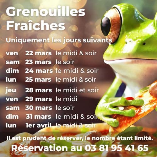 planning réservation Grenouilles fraîche 2024