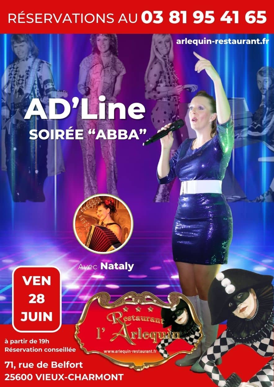 Soirée ABBA avec AD'Line à l'Arlequin le 28 juin