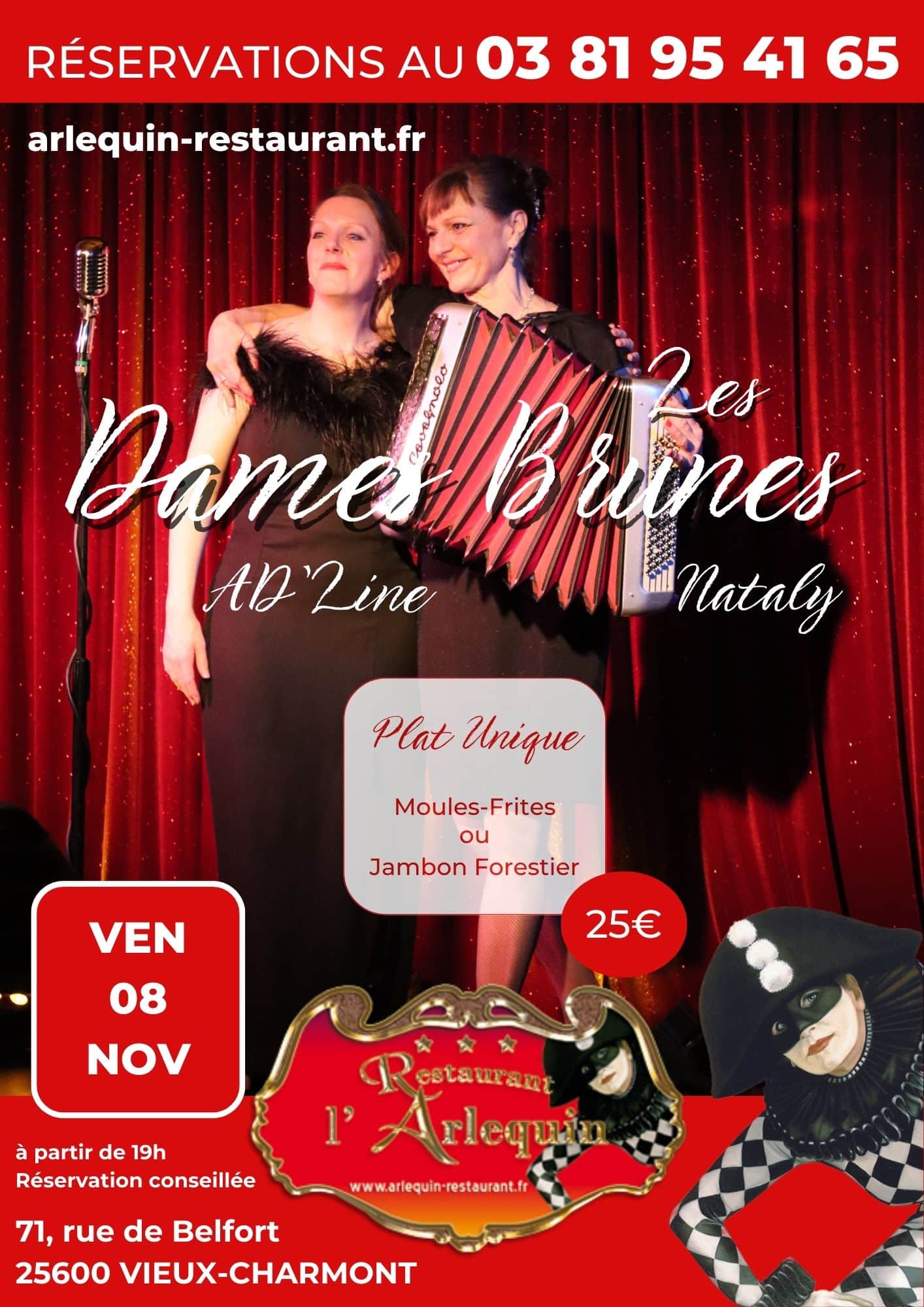 Les Dames Brunes à l'Arlequin le 8 Novembre