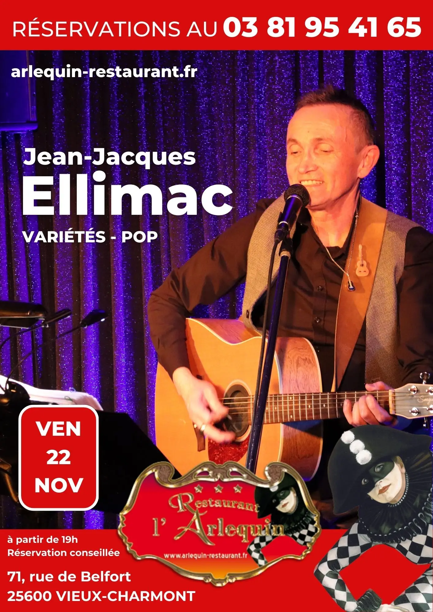 Jean-Marie Ellimac à l'Arlequin le 22 Novembre