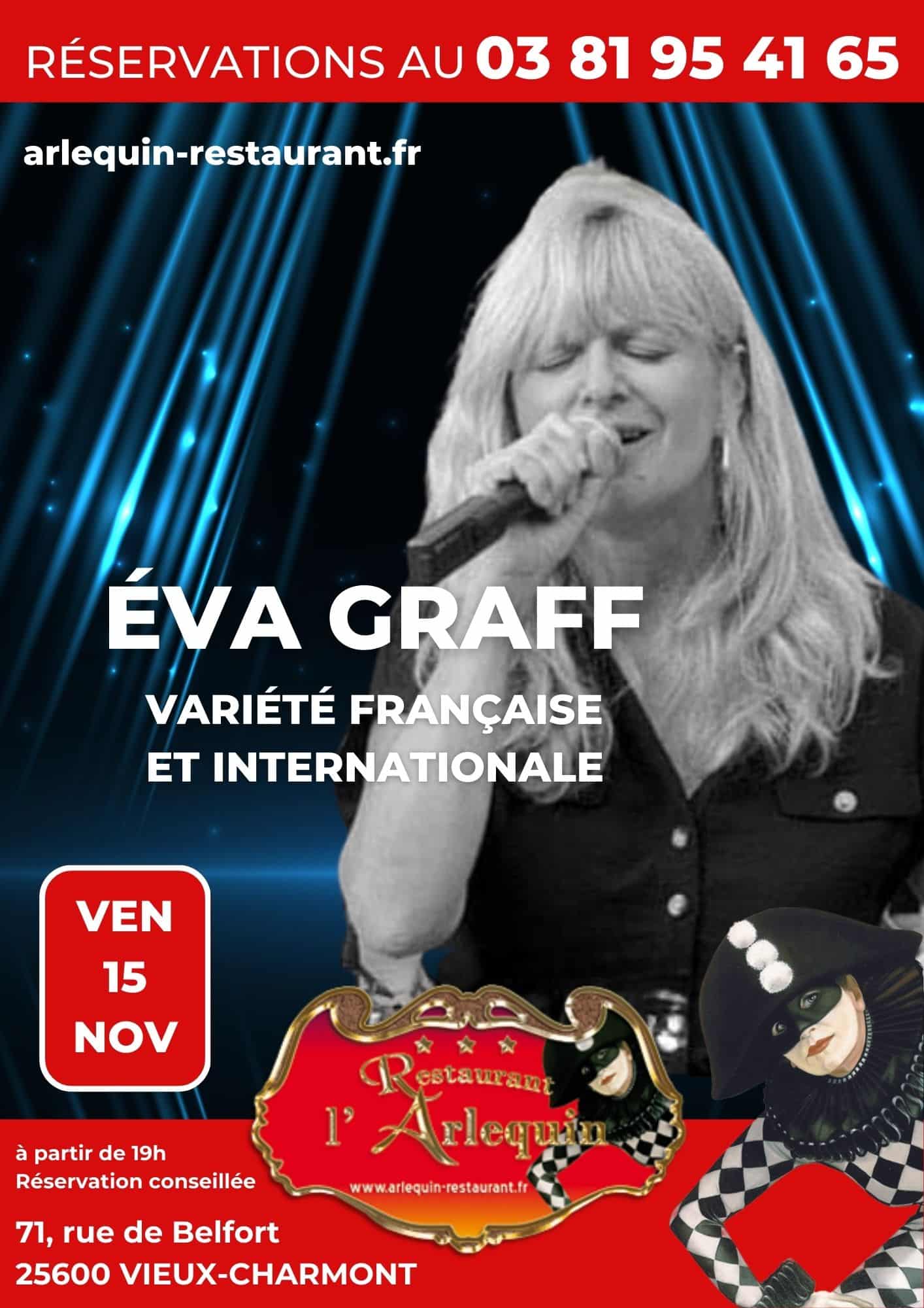 Eva Graff à l'Arlequin le 15 novembre