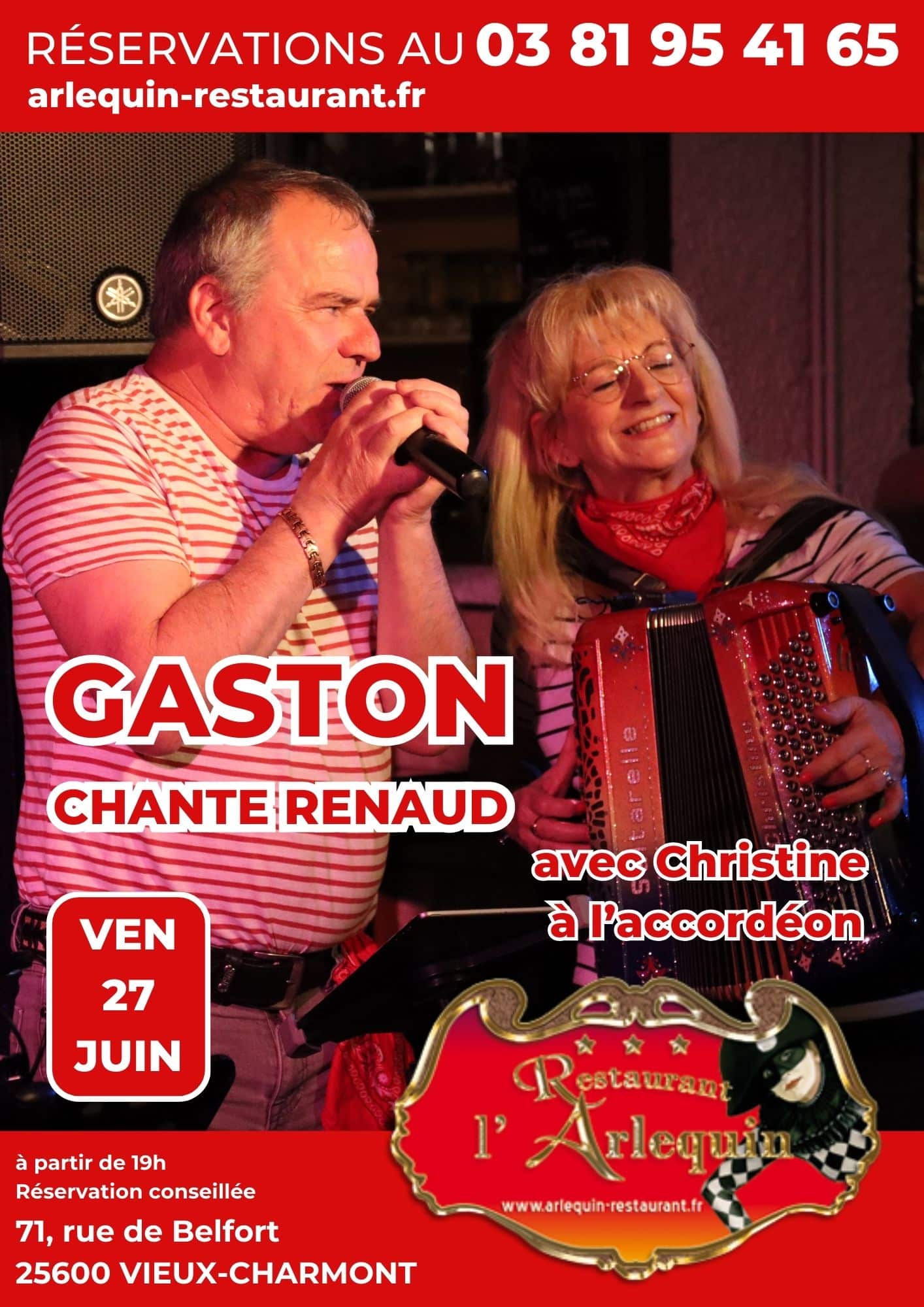 Gaston chante Renaud à l'Arlequin le 27 juin