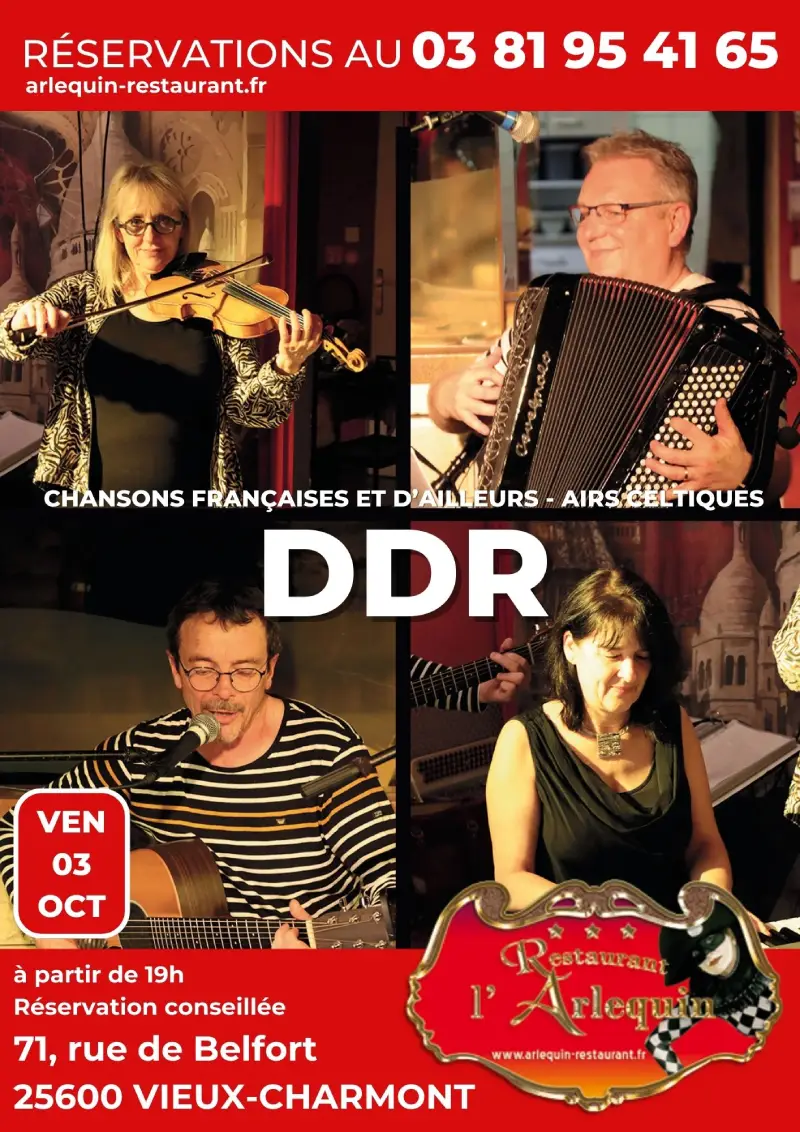 DDr en concert l'Arlequin le 3 octobre