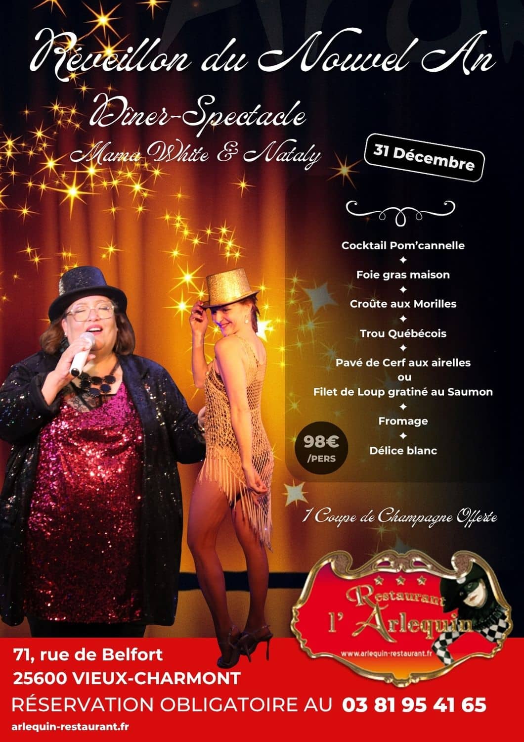 Diner spectacle du Nouvel An avec Mama White et Nataly