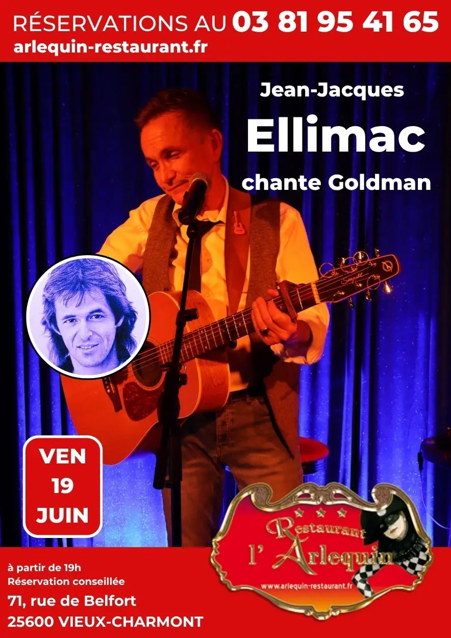 Jean Jacque Ellimac chante Goldman en spectacle à l'arlequin le 26 juin 2026 Jean Jacque Ellimac chante Goldman en spectacle à l'arlequin le 26 juin 2026