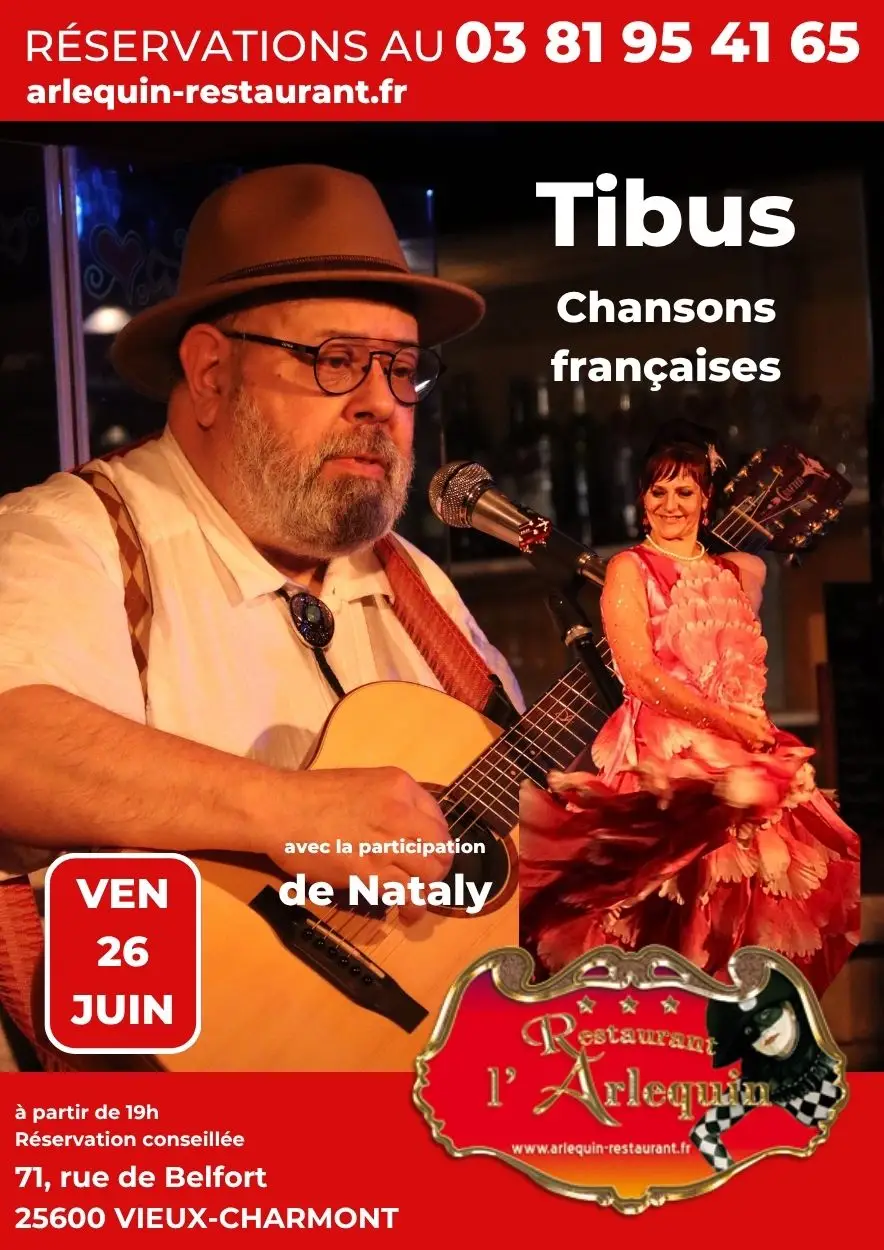 Tibus en spectacle à l'arlequin le 26 juin 2026 Tibus en spectacle à l'arlequin le 26 juin 2026